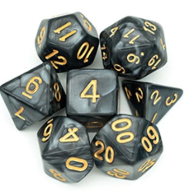 Set de 7 dados Marbled - Negro (AC-BL08)